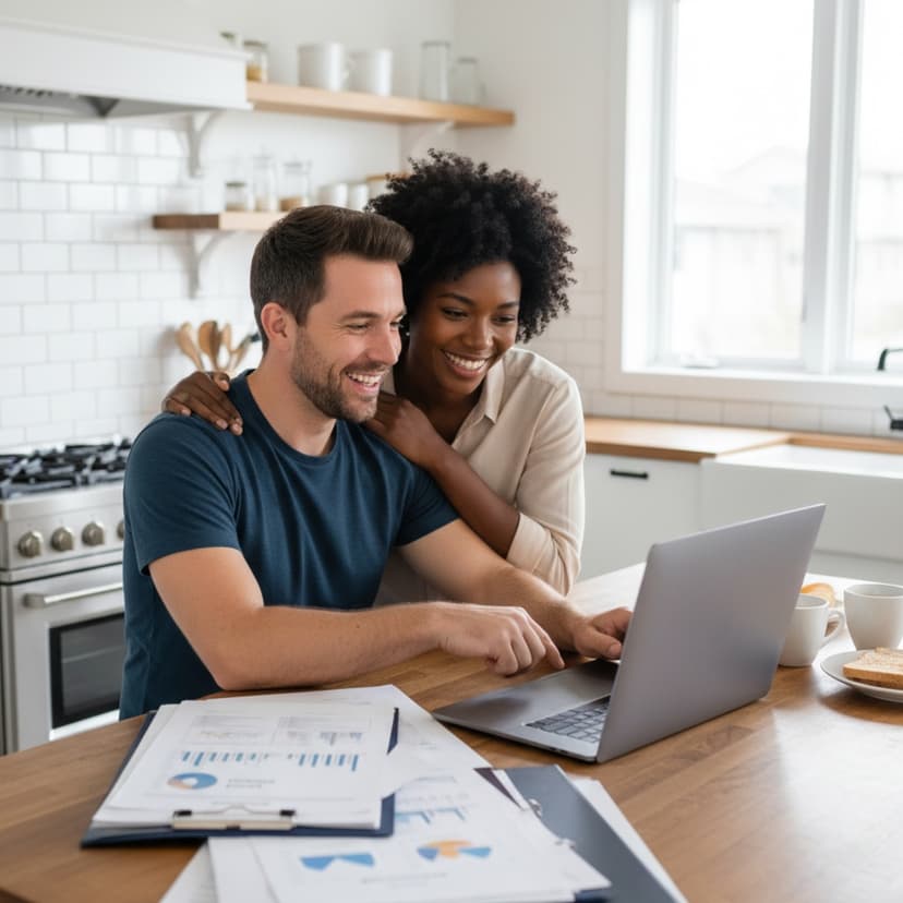 Young family investors reviewing investment opportunities